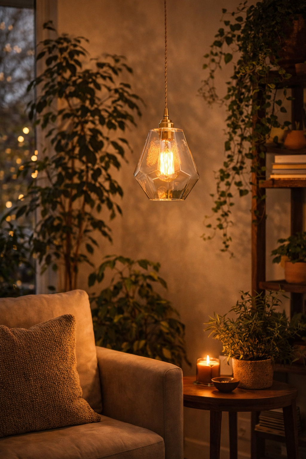 Nordic Minimalist Brass and Glass Pendant Light