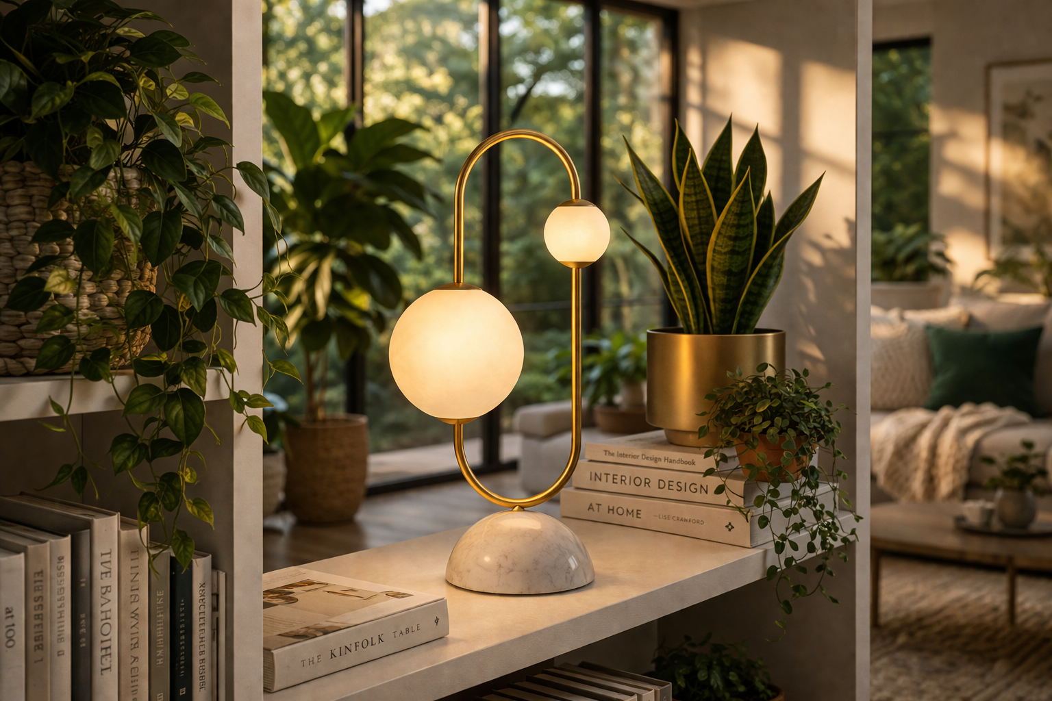 Modern Brass Globe Table Lamp