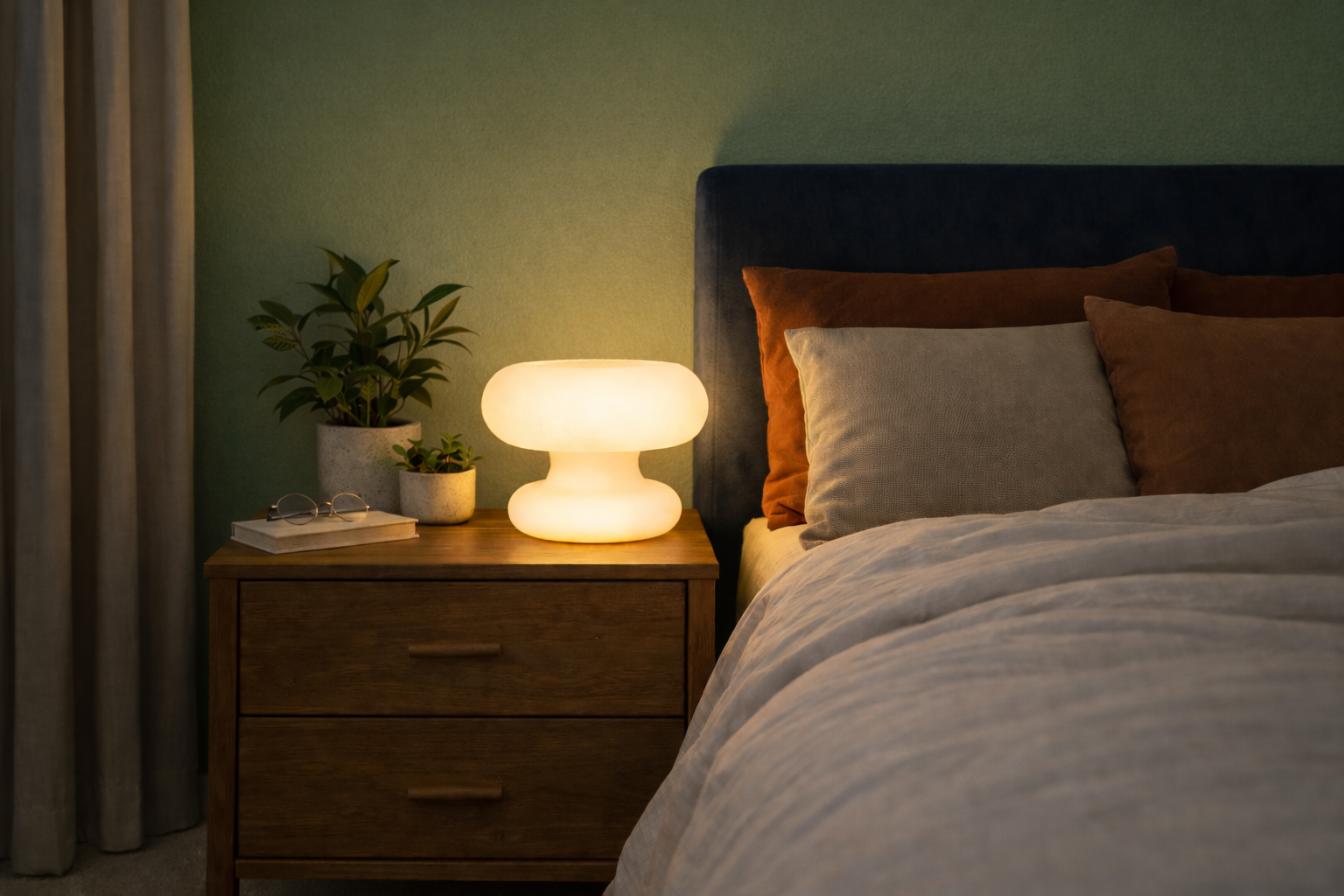 Modern Frosted Glass Mushroom Table Lamp