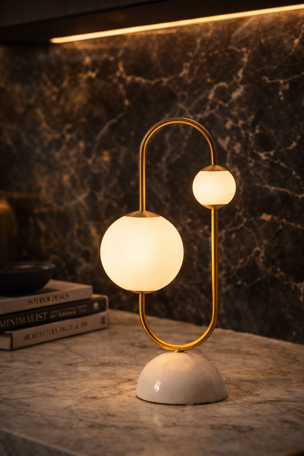 Modern Brass Globe Table Lamp