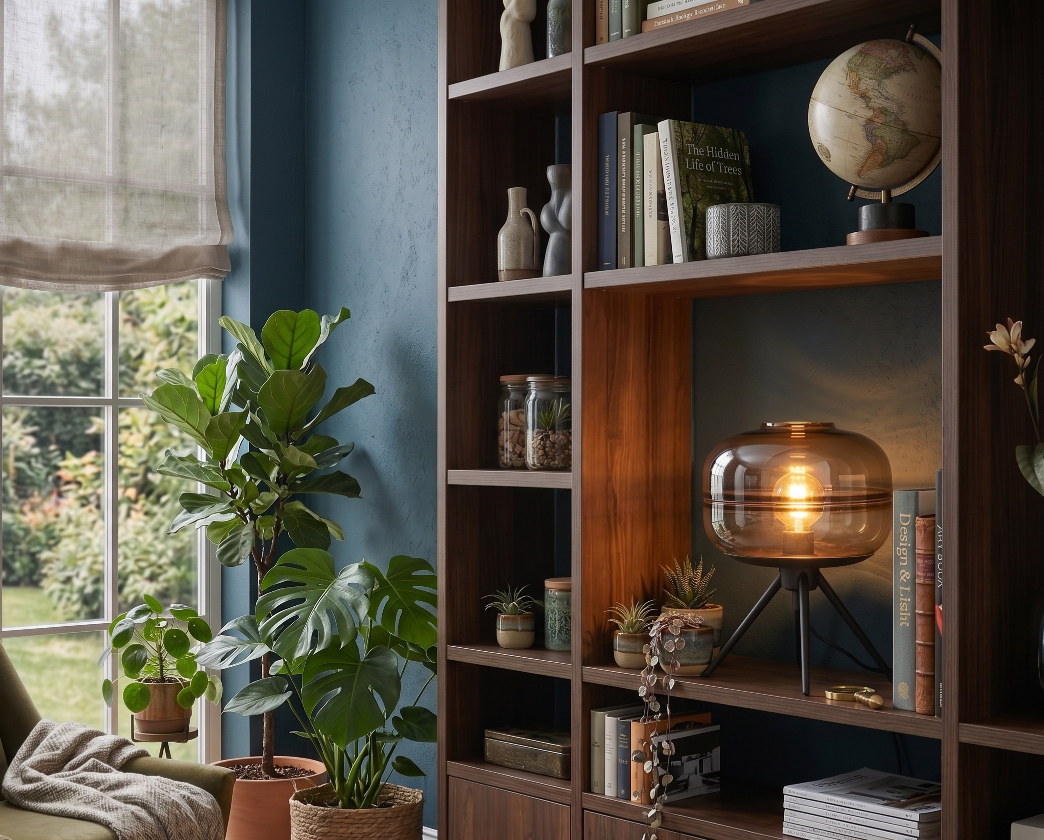 Modern Smoked Glass Tripod Table Lamp