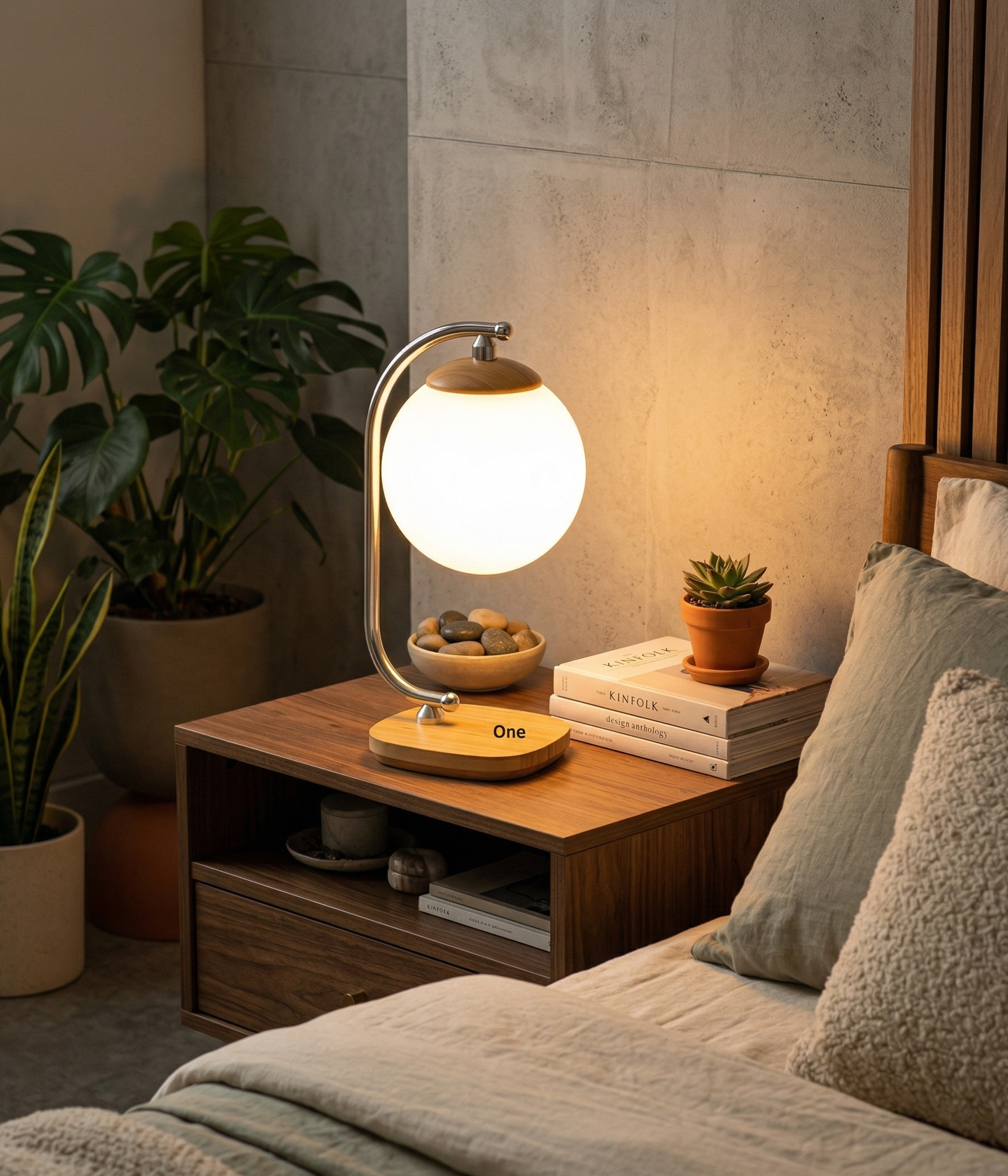 Modern Globe Wood Table Lamp